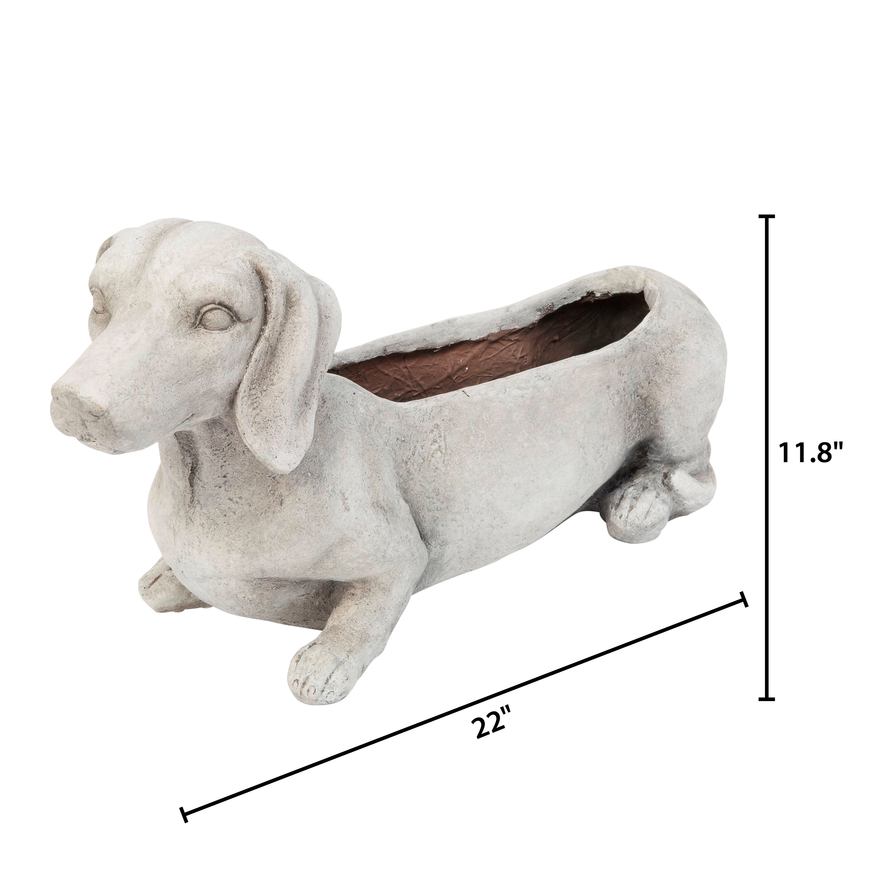 22 in. Magnesium Dog Figurine Planter